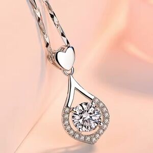 Sterling Silver Cubic Zirconia Heart Necklace